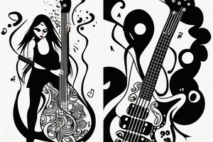Girl with bass guitar tattoo idea