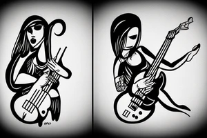 Girl with bass guitar tattoo idea