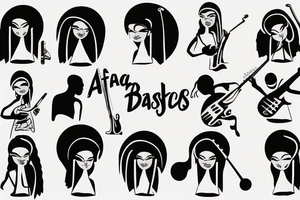 African girl with bass guitar tattoo idea