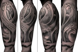 African girl with locs and bass guitar tattoo idea