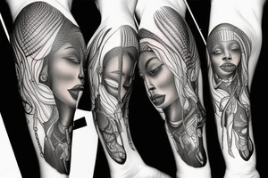 African girl with locs and bass guitar tattoo idea