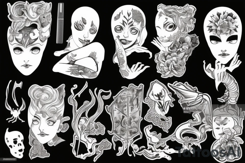 girl holding a dagger tattoo idea