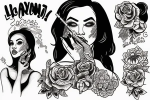 lady smoking a joint tattoo idea