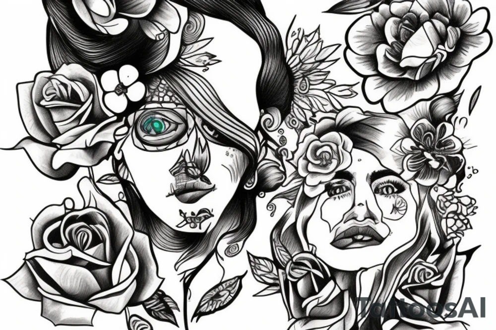 lady smoking a joint tattoo idea
