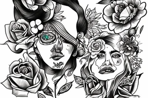 lady smoking a joint tattoo idea