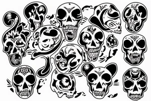 jaguar laying its head on a skull tattoo idea