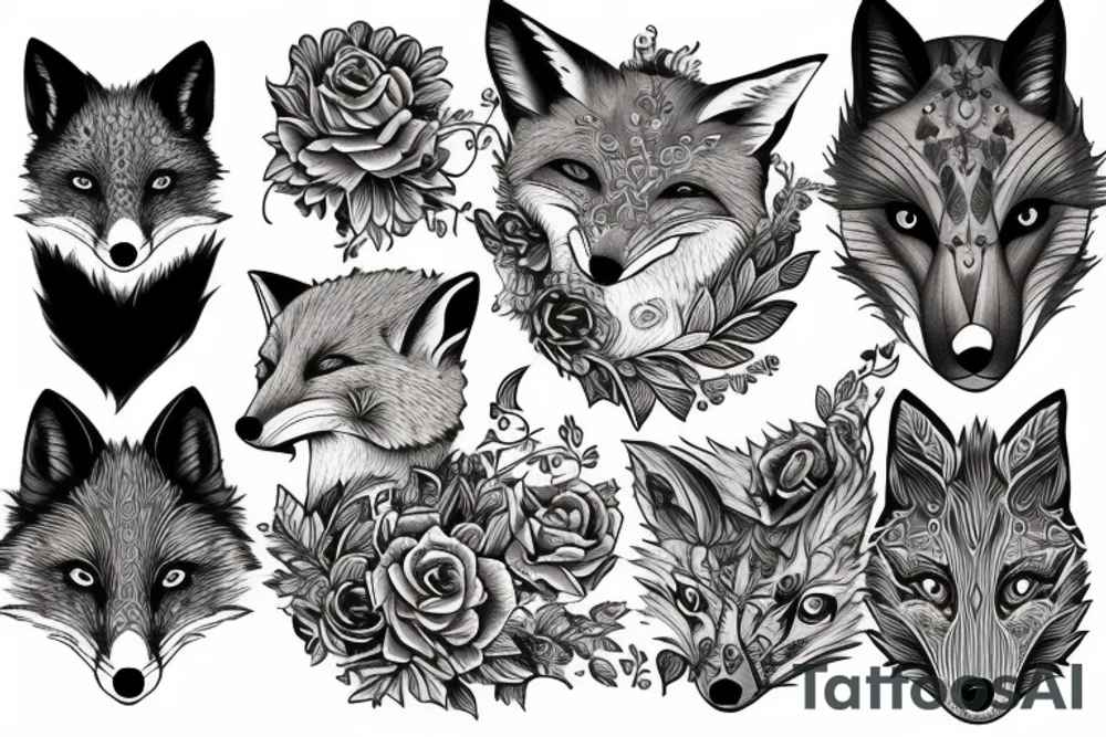 super detailed fox tattoo idea