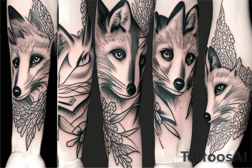super detailed fox tattoo idea