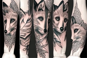 super detailed fox tattoo idea