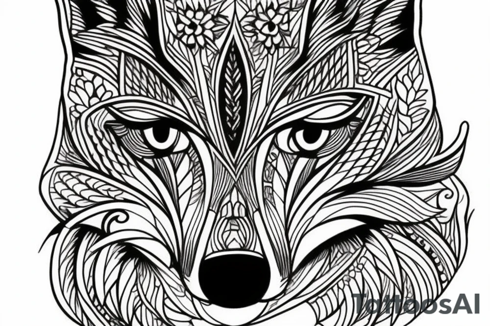 super detailed fox tattoo idea