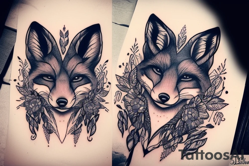 super detailed fox tattoo idea