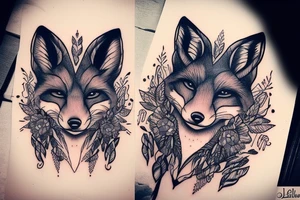 super detailed fox tattoo idea