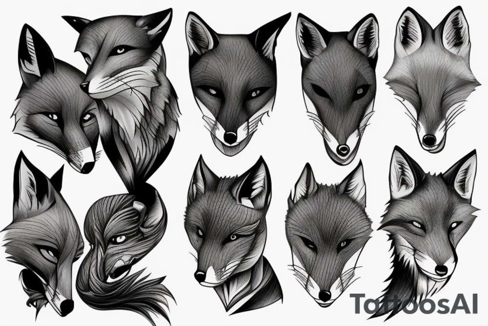 super detailed fox tattoo idea