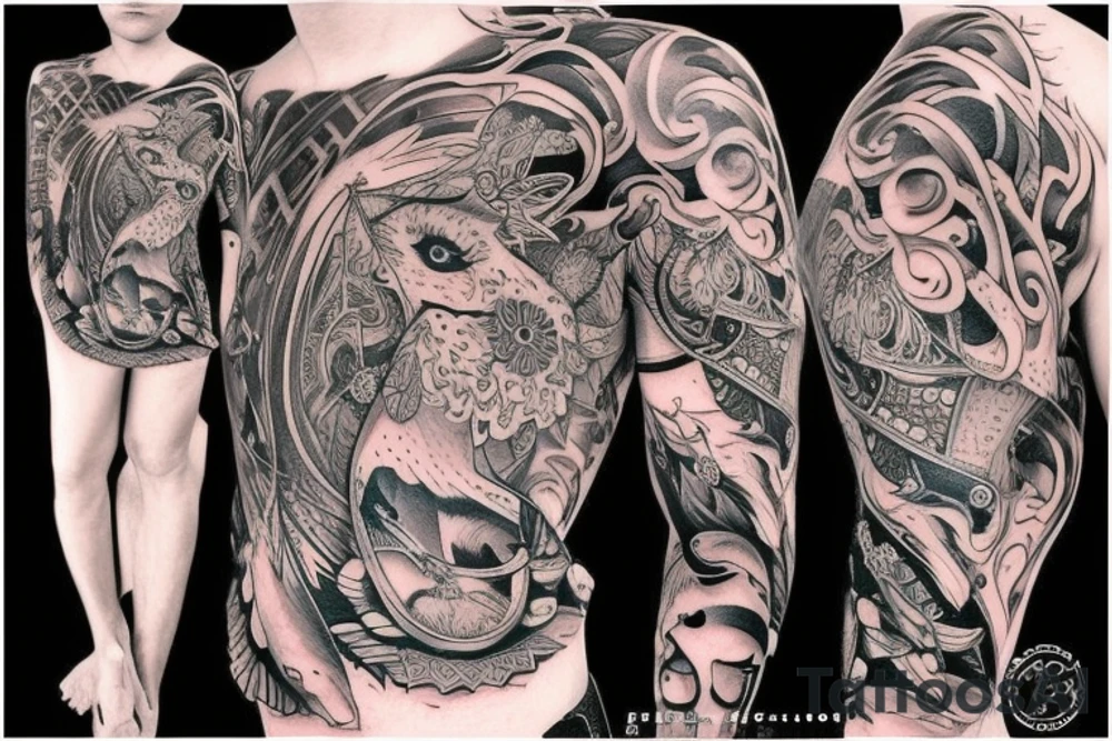 super detailed fox tattoo idea