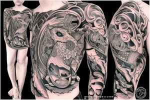 super detailed fox tattoo idea