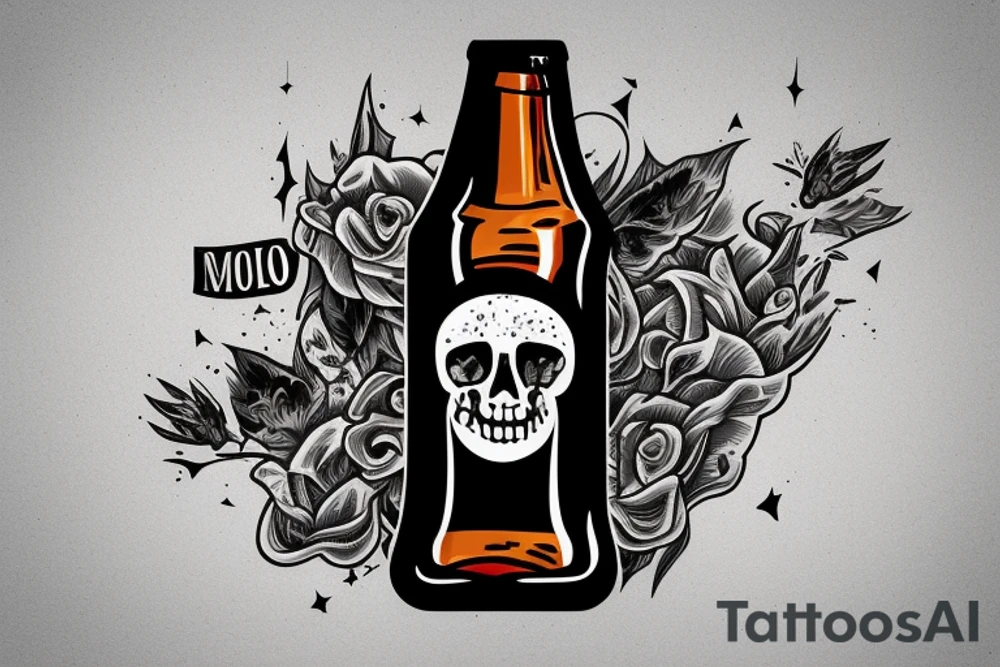 modelo beer bottle shattered on the ground tattoo idea