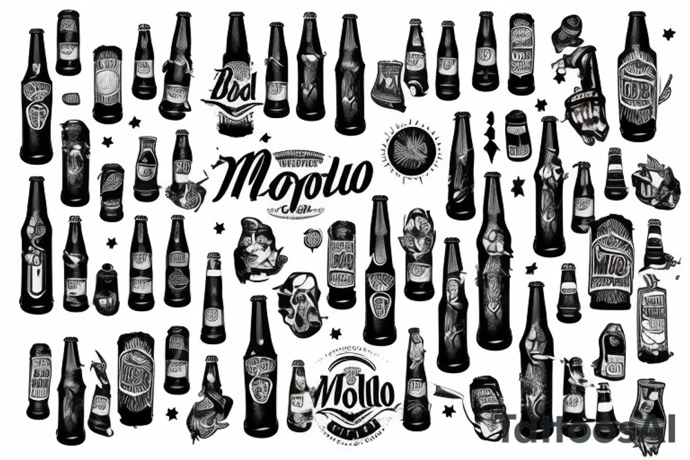 modelo beer bottle shattered on the ground tattoo idea