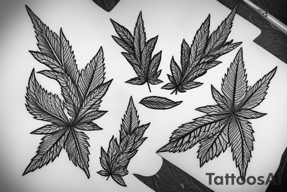 weed leaf on a snowboard tattoo idea