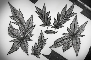 weed leaf on a snowboard tattoo idea