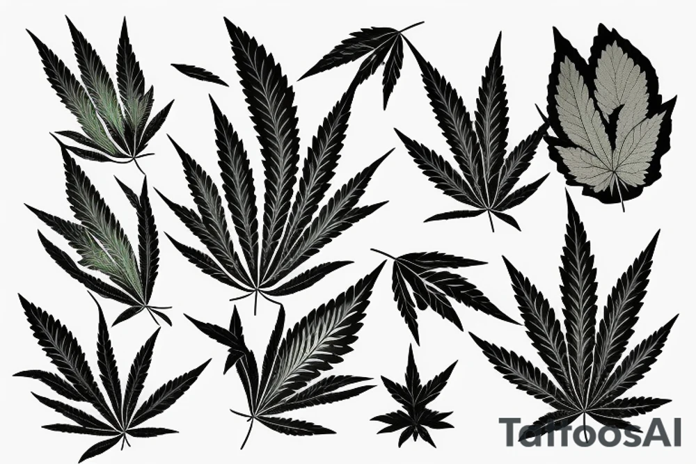 weed leaf on a snowboard tattoo idea