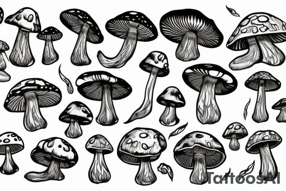 Trippy mushroom tattoo idea
