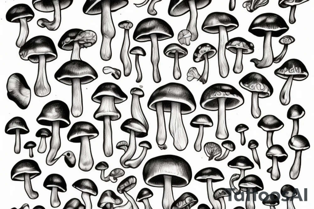 mushroom as a woman tattoo idea