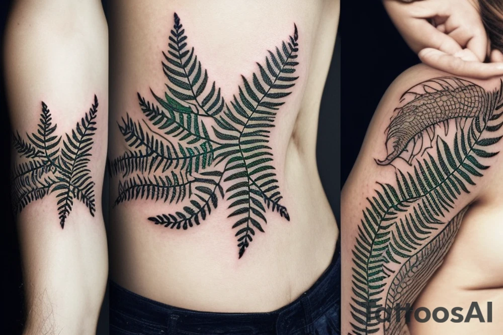 fern and mushrooms tattoo idea