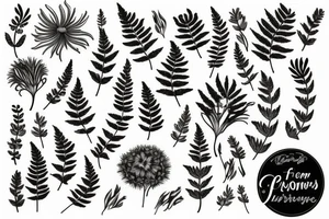 fern and flowers tattoo idea