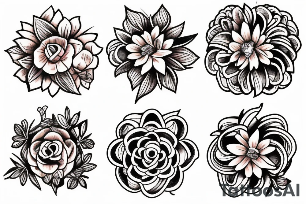 Small flower bundle tattoo idea