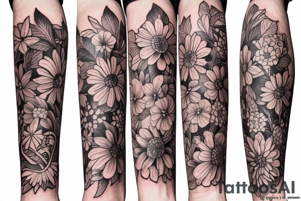 Small flower bundle tattoo idea