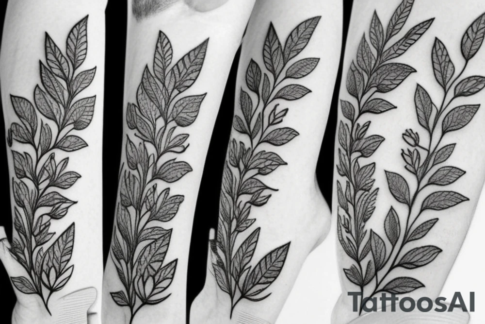 Small flowers and leaves tattoo idea