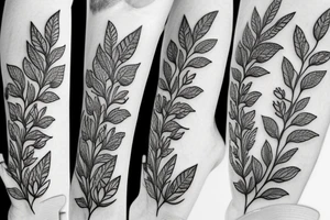 Small flowers and leaves tattoo idea