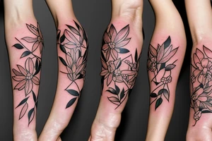 Small flowers and leaves tattoo idea