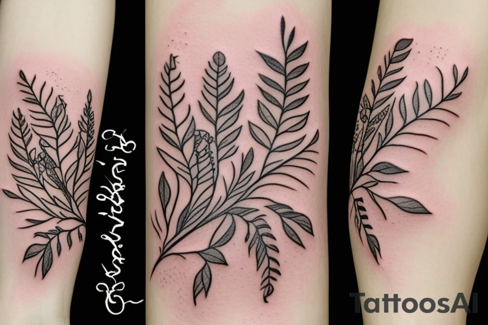 Small flowers and leaves tattoo idea