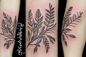 Small flowers and leaves tattoo idea