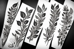 Small flowers and leaves tattoo idea