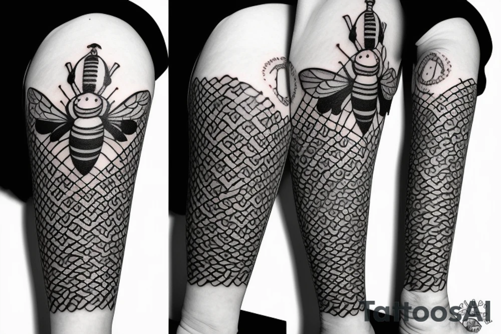 The letters 'CMB' in the shape of a bee tattoo idea