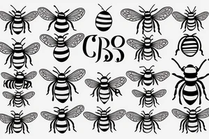 The letters 'CMB' in the shape of a bee tattoo idea