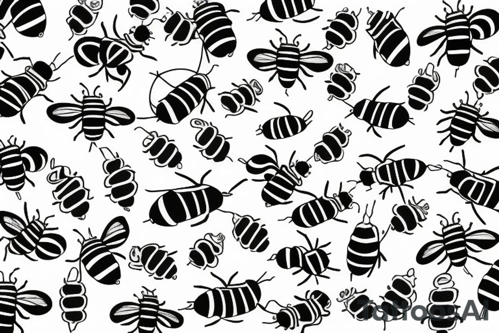 c m b in the shape of a bee tattoo idea
