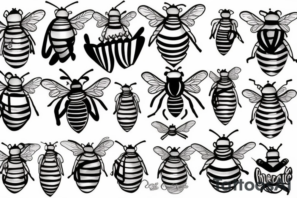 c m b in the shape of a bee tattoo idea