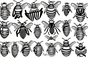 c m b in the shape of a bee tattoo idea