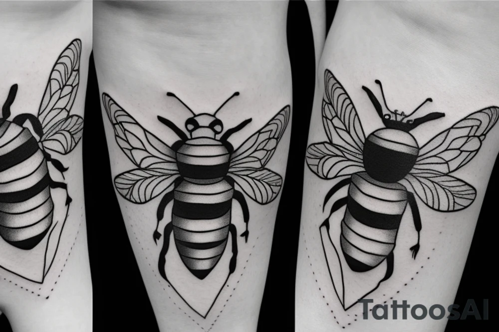c m b in the shape of a bee tattoo idea