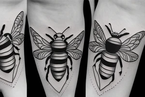 c m b in the shape of a bee tattoo idea
