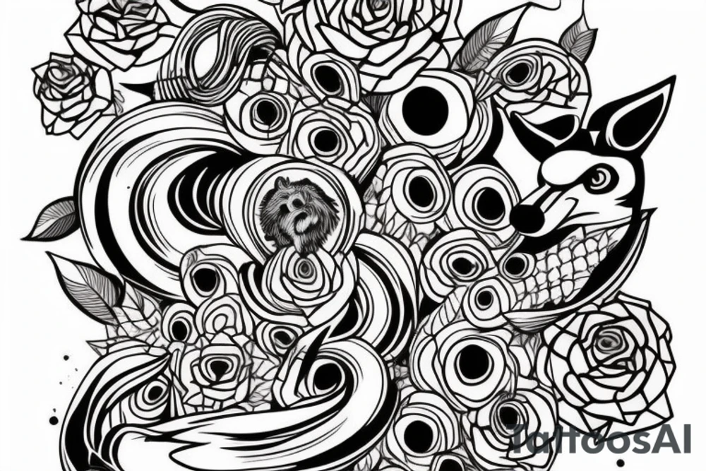 Um lobo que representa o caçador e uma ovelha que representa a caça tattoo idea