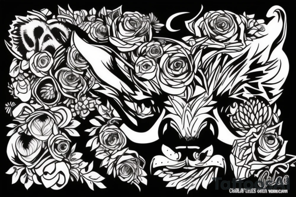 Um lobo que representa o caçador e uma ovelha que representa a caça tattoo idea