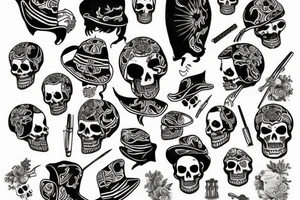 Uma caveira mexicana vestida em roupas tradicionais do México tattoo idea