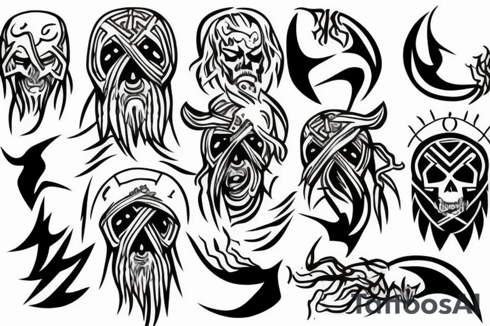 Norse God with lightning bolt and skull tattoo idea