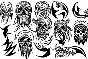 Norse God with lightning bolt and skull tattoo idea
