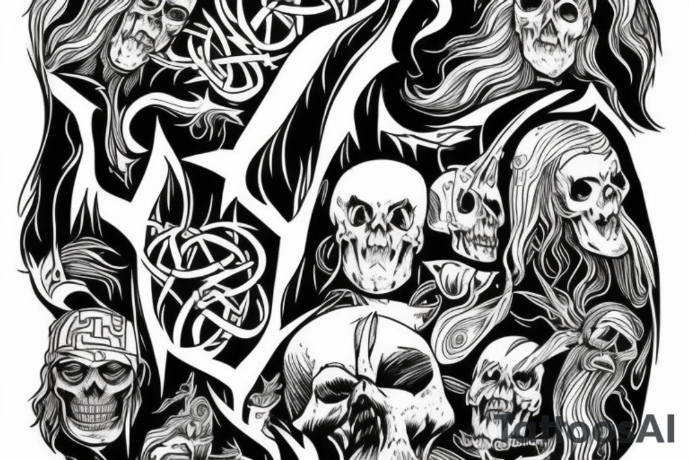 Norse God with lightning bolt and skull tattoo idea