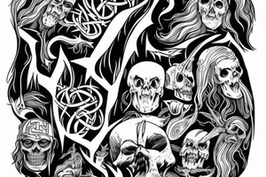 Norse God with lightning bolt and skull tattoo idea